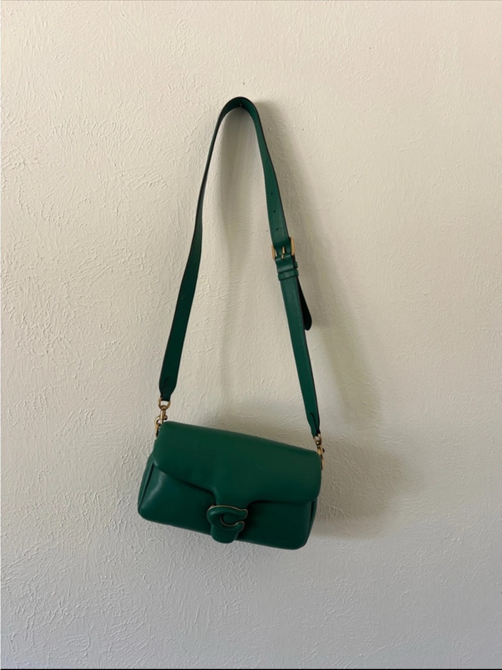Coach Green Leather Crossbody Bag with Gold Hardware
